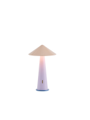 Small table lamp with a cone-shaped shade on a white background