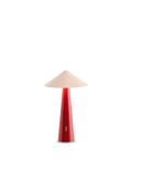 Tipsy cordless table lamp in red on a white background